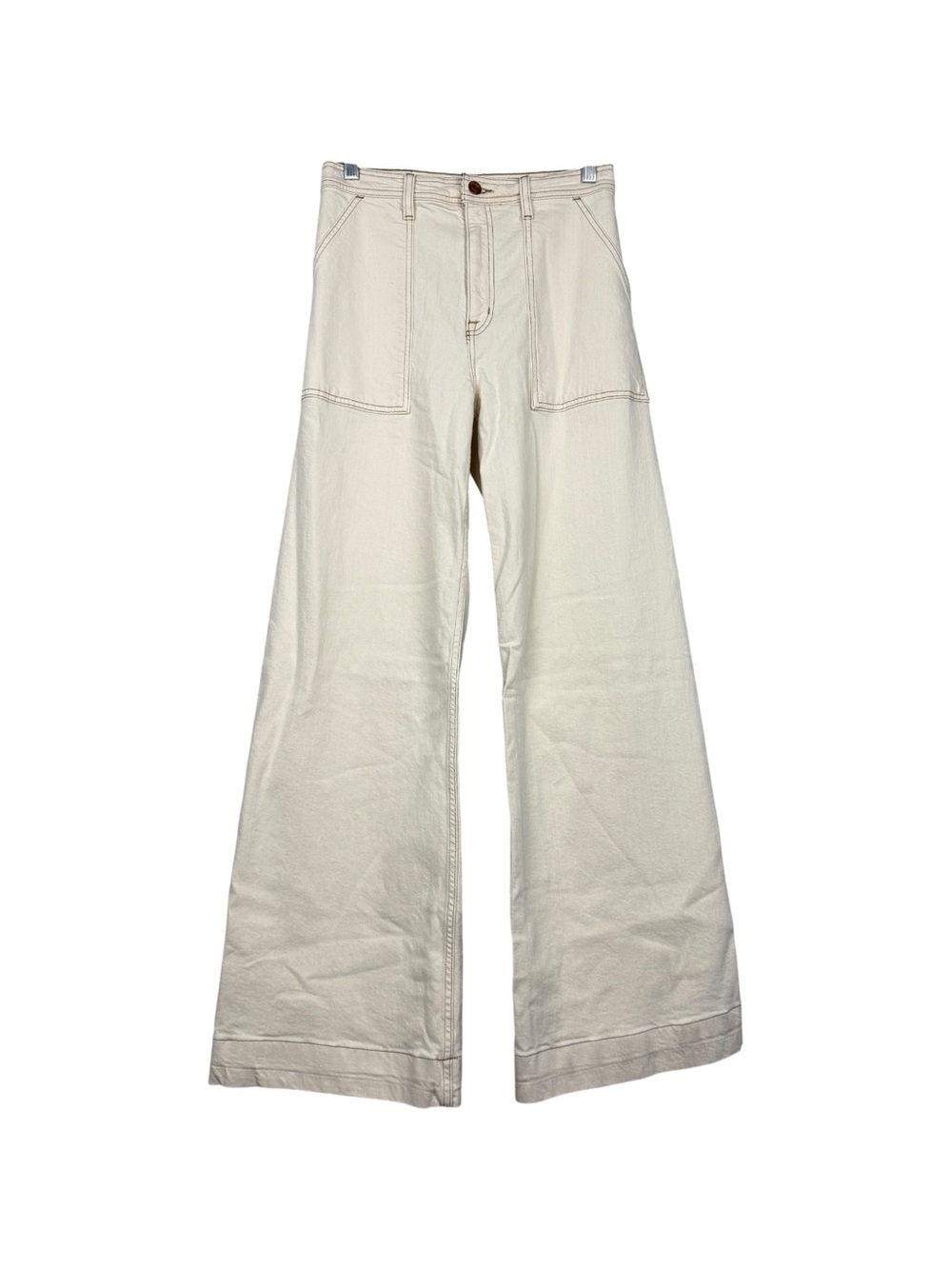 Anthropologie Pistola Penny Utility Ecru White Beige Wide Jeans - Picture 2 of 5